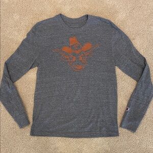 Texas Longhorn vintage design Champion longsleeve gray Tshirt, size S